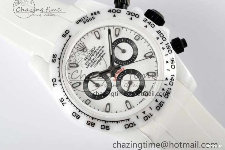 1223 FashionForward Daytona White Ceramic 5GF Best Edition White Black Dial on White Rubber Strap A 2329